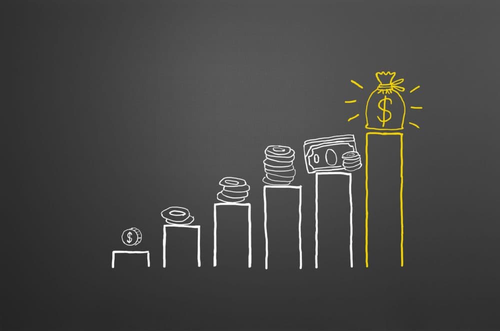bar chart with money