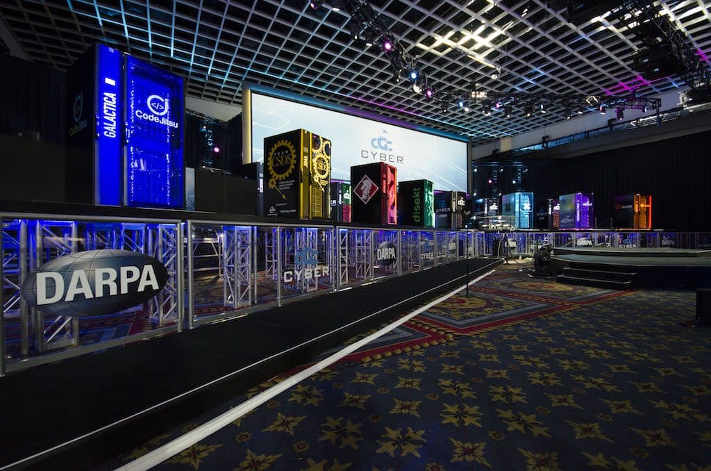 The Defense Advanced Research Projects Agency (DARPA) hosted the Cyber Grand Challenge (CGC) led by I2O program manager, Mike Walker on August 4, 2016 in Las Vegas, Nevada. Seven protoype machines squared off against each other and competed for nearly $4 million in prizes in a live network competition. Team Mayhem took home the top prize of $2 million dollars, which it will use to further its research. Their machine will also compete against human teams at DEF CON's, Capture the Flag. (Photo By:Camilla Sjoden)