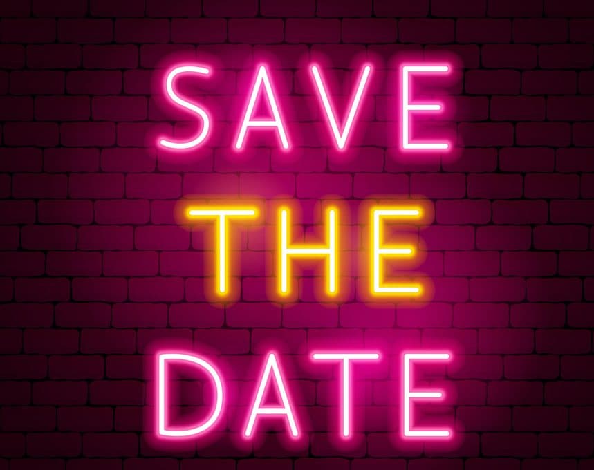 Save the Date Neon Text. Vector Illustration of Love Promotion.