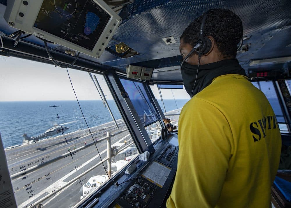 Sailor Directs Helicopter Landing