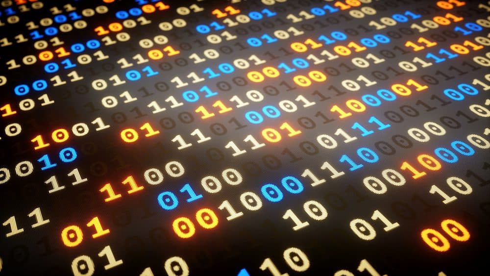 A close-up on a data set of random binary numbers. Image: matejmo/iStock