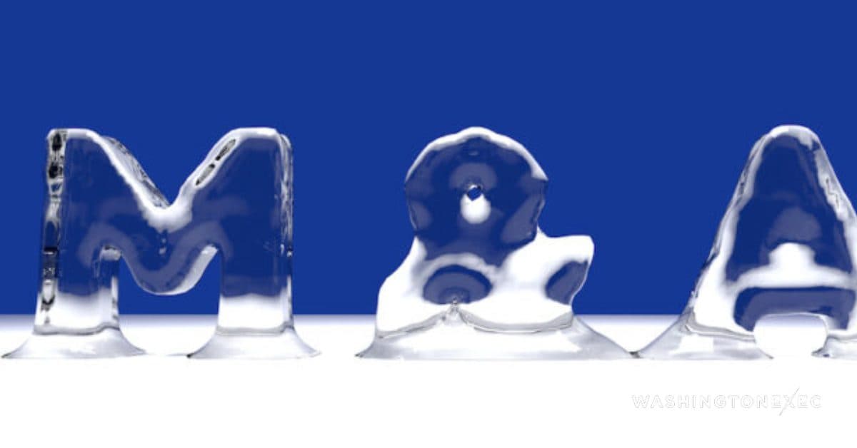 M&A word from melting ice letters for an interesting header for merger and aquisition concept with copy space. 3d Rendering - Illustration (M&A word from melting ice letters for an interesting header for merger and aquisition concept with copy space