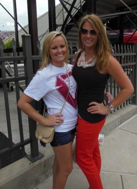 Kristina Kelly (1901 Group) and her friend pose before attending a Virginia Tech football game.