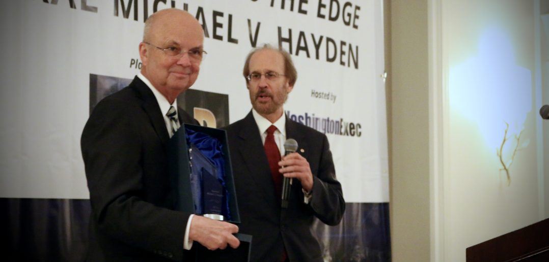 Photo of General Michael V Hayden and Greg Baroni at a WashingtonExec Event