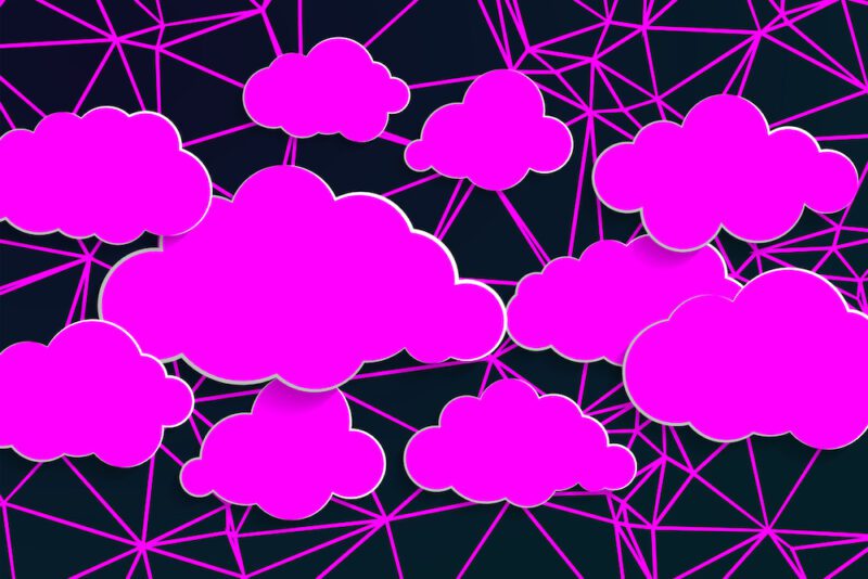 retro synthwave abstract pattern with pink clouds design illustration